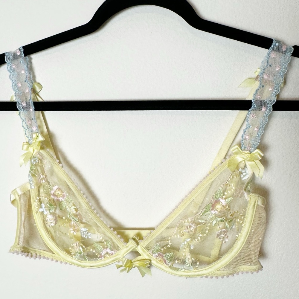 For Love and Lemons Sunny Bra Yellow Lace Large - Picture 2 of 6
